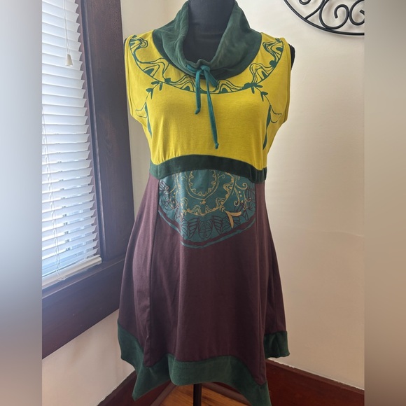 Coline Brand Colorful Sleeveless Cowl Neck Dress- Tunica Choco Color Size L NWT - Picture 1 of 6